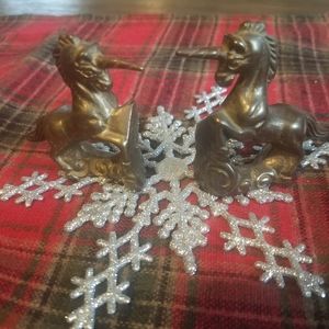 Vintage,  antique brass unicorns